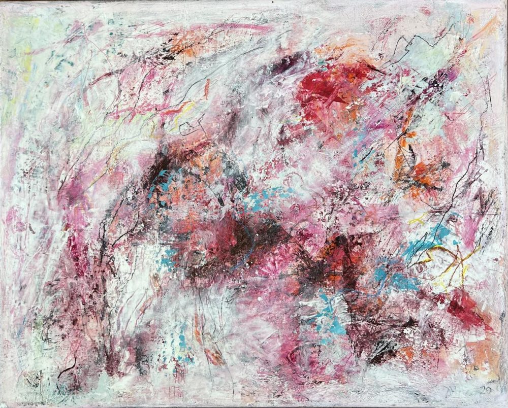 Pink Cement – Abstract Acrylic and Mixed Media Painting on Canvas with Textured Layers and Vibrant Colors